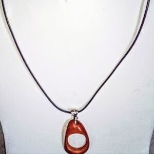 Elegant Rust Orange Tagua Nut Slice Pendant Choker Necklace/Eyeglass Holder
